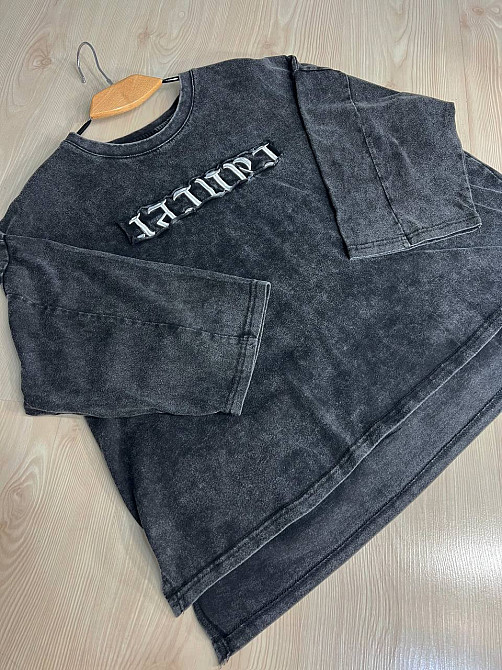 Футболка женская A-N 26029 оверсайз широкая вареная дай длинный рукав 3\4 с вышивкой впереди one siz Одесса - изображение 4