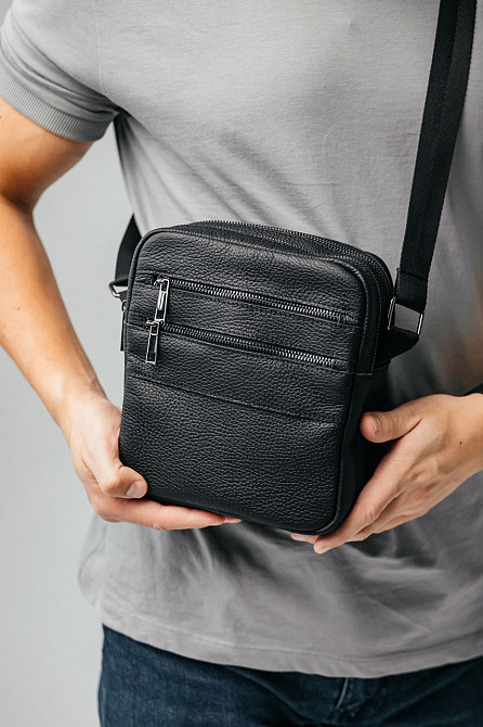 Чоловіча каркасна барсетка, сумка з натуральної шкіри, Кожаний месендджерMasterSem Київ - фото 9