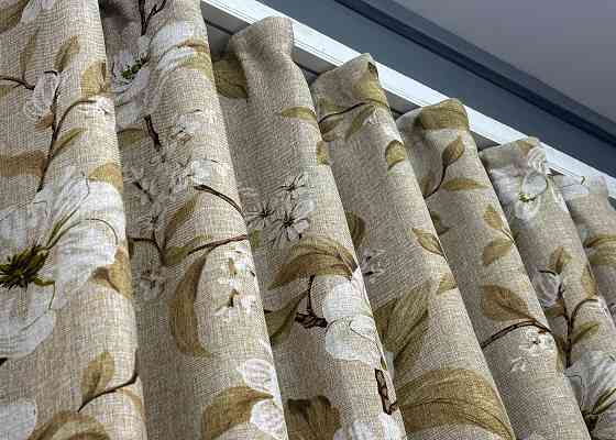 Шторна тканина льон з квітковим принтом, колекція "Прованс" колір капучино 1819ш Київ
