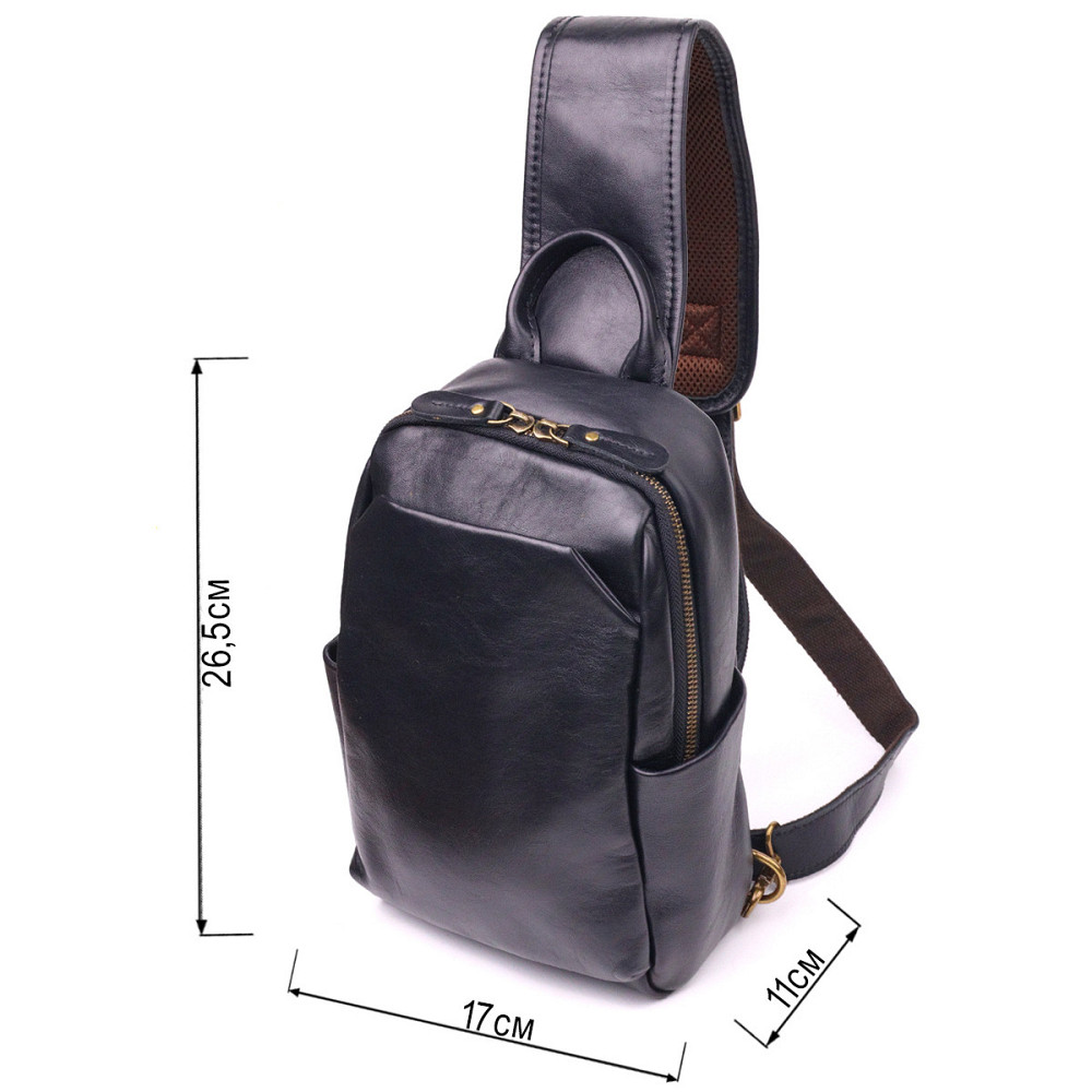 Надзвичайна сумка чоловіча через плече із натуральної гладкої шкіри 21286 Vintage Чорна Київ - фото 9