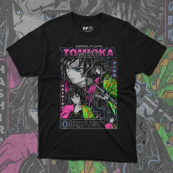 Футболка чоловіча з  принтом Клинок, рассекающий демонов Гію Томіока 4 Розмір 48 Anime0965 Дніпро
