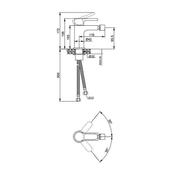 Змішувач латунний для біде Lidz Astra 001AF (k35) LDAST001AFCRM48089 Chrome Київ