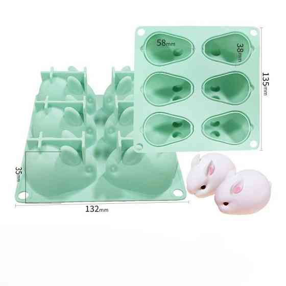 Силіконова форма Кролик 3D на 6 комірок універсальна форма зайчик Київ