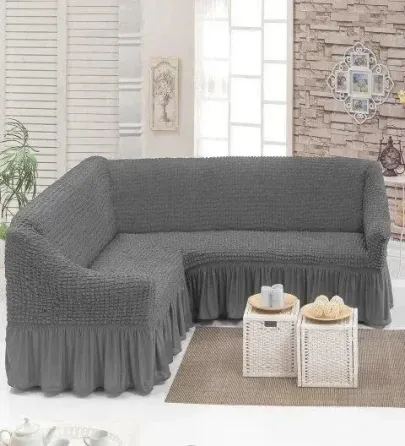 Чехол на угловой диван с оборкой, накидка на диван Коломыя