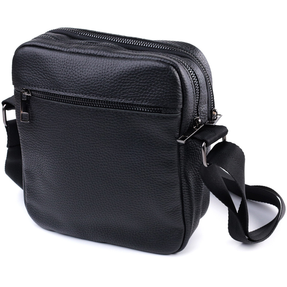 Мужская сумка мессенджер из зернистой натуральной кожи Shvigel 22847 Черная Киев - изображение 10