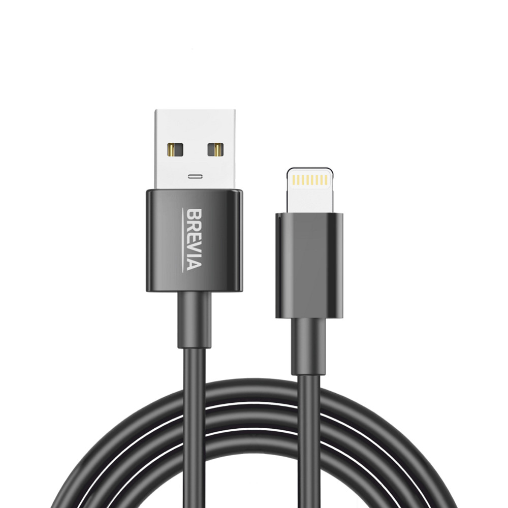 Кабель Brevia USB to Lightning 2,4А 1м, чорний ZIP (55100BULZ1) Львів - фото 1