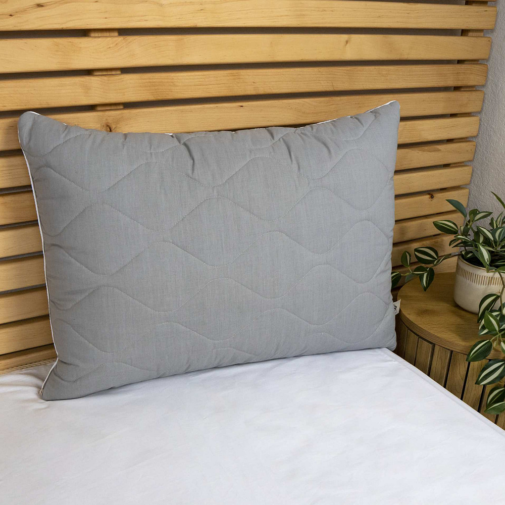 Подушка конопляная стеганная YouStar 50х70 см чехол 100% хлопок Сатин (Серый) Сумы - изображение 1