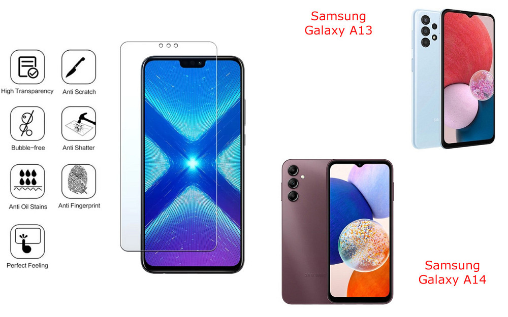 Защитное стекло NeoGlass для Samsung Galaxy A13, Galaxy A14 – ультрапрозрачное и устойчивое Киев - изображение 4