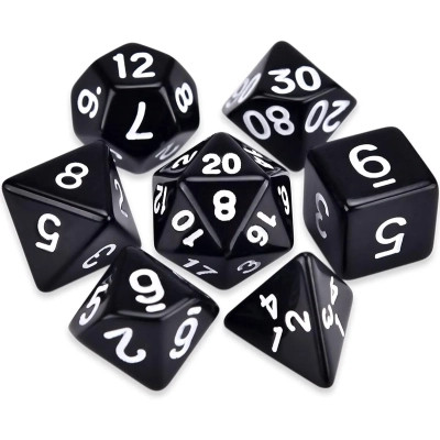Набір кубиків для настільних ігор Games 7 Days Opaque 7 Dice Set - Black (w-white) (g7dopaq04) Вінниця - фото 1