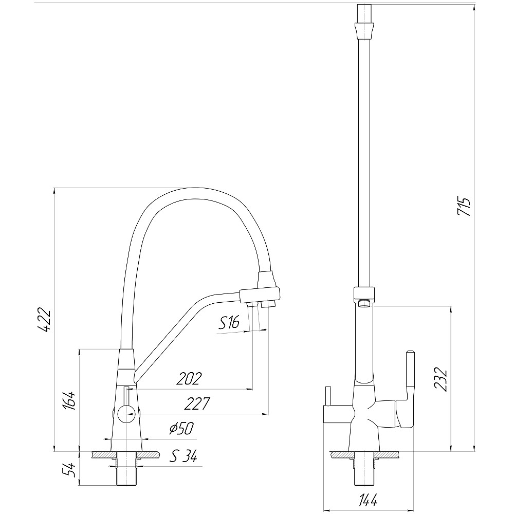 Змішувач для кухні під осмос Globus Lux GLLR-0800-11-01 гофрований  на гайці латунь, Графіт-Чорн Луцк - изображение 7