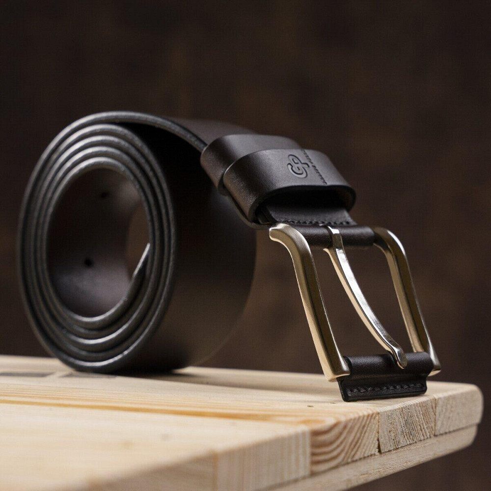 Эксклюзивный мужской джинсовый ремень из натуральной кожи GRANDE PELLE 00910 Коричневый Киев - изображение 4