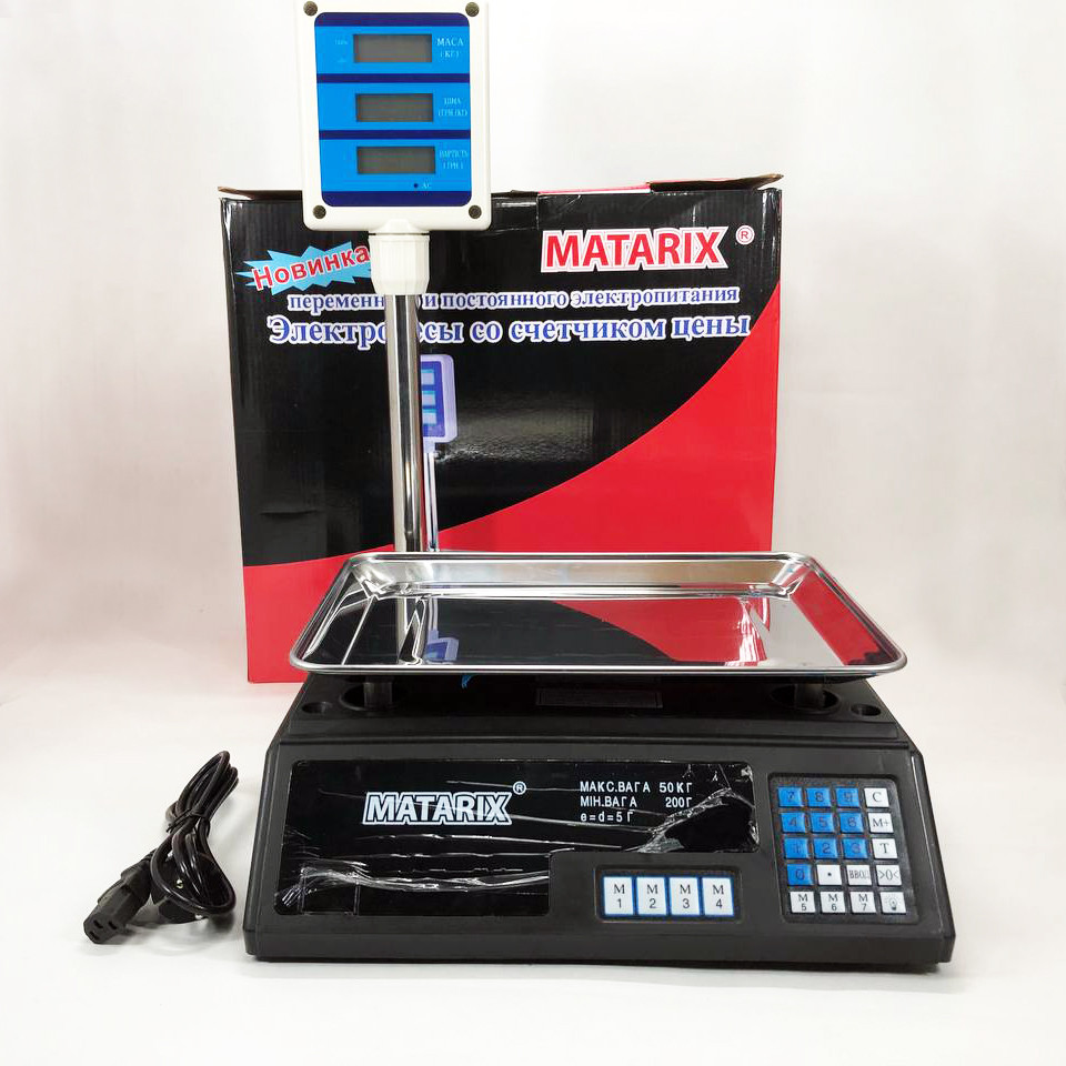 Ваги торгові до 50 кілограм з дисплеєм Matarix MX-411+ на 50 кг, Ваги для магазину торгівлі JA-88 Львів - фото 11