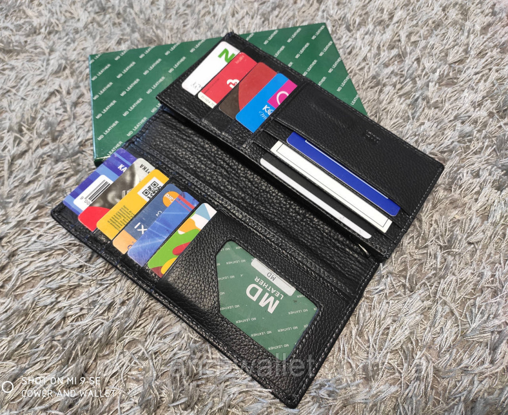 Тонкий шкіряний чоловічий гаманець купюрник на багато карток MD 22-337 Київ - фото 6