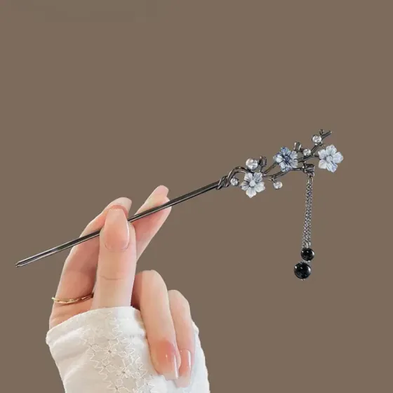 Заколка-шпилька для волос в стиле Ренессанс с цветами и подвесками – 19 см Киев
