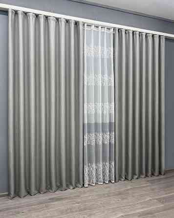 Комплект штор VR-Textil блекаут Scandi 150х270 2шт і Тюль 500х270 1900ш-1675т Сірий з білим 71-172/4 Київ