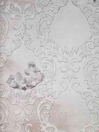 Обои винил на флизелине горячего тиснения DU&KA  Voyage1.06х10 вензель завитки белые виды природы на бежевом Киев