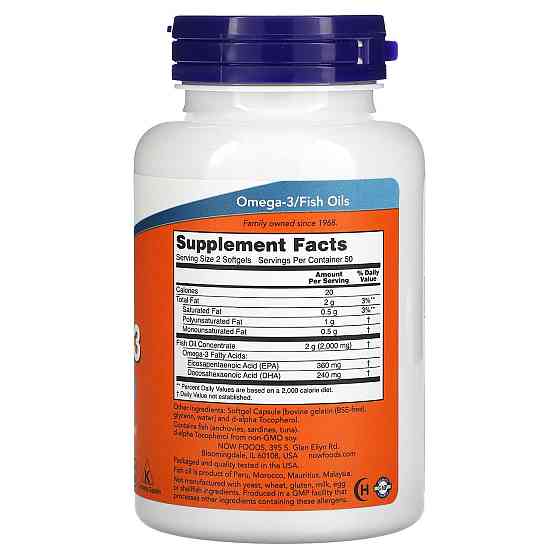 Омега-3 Now Foods Omega-3 180 ЭПК/ 120 ДГК 100 гел капс Киев