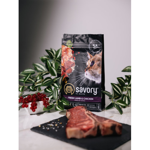 Корм сухий Savory Adult Cat Steril Fresh Lamb and Chicken для стерилізованих котів з ягнятиною та куркою 400 г Київ - фото 9