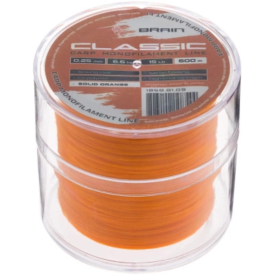 Волосінь Brain Classic Carp Line (solid orange) 600m 0.25mm 15lb 6.6kg (1858.81.09) Вінниця - фото 2