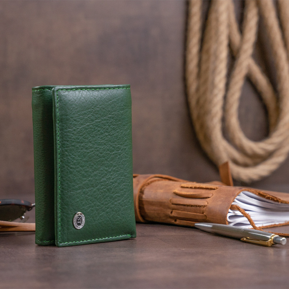 Горизонтальное портмоне из кожи унисекс на магните ST Leather 19332 Зеленое Киев - изображение 8
