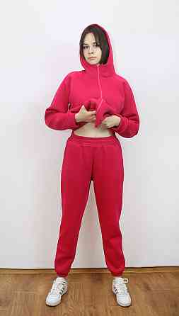 Костюм женский теплый спортивный на флисе кофта на змейке Малиновый 46/48 Харьков