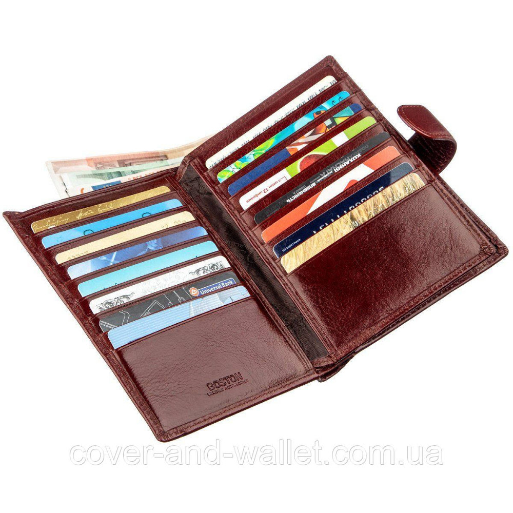 Велике солідне шкіряне чоловіче портмоне із гладкої шкіри Boston Киев - изображение 1