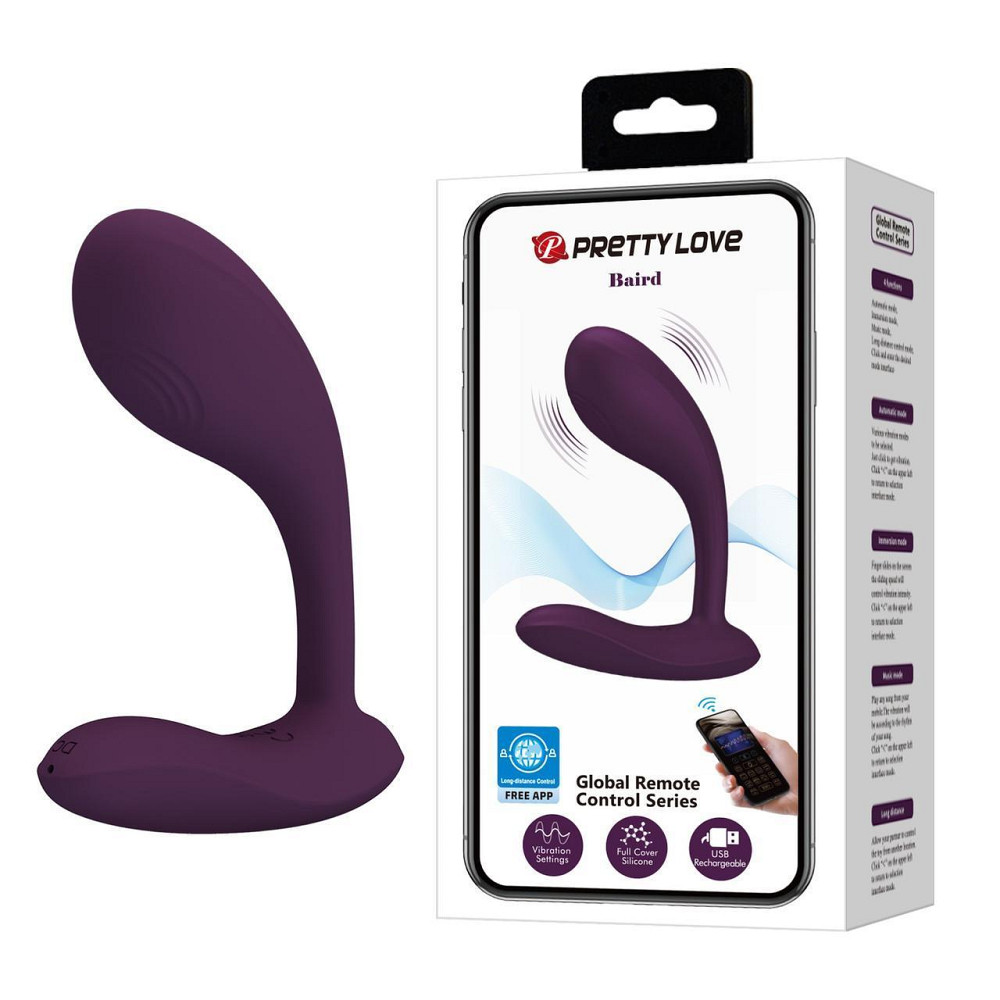 Вібратор PRETTY LOVE Baird Purple, 12 vibration functions Mobile APP Long-distance Control Sex Aura Київ - фото 1