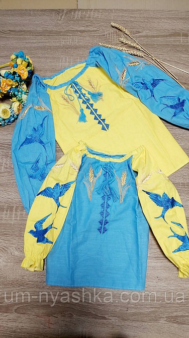 Дитяча натуральна вишита блузка з ластівками та колосками Кривий Ріг - фото 3