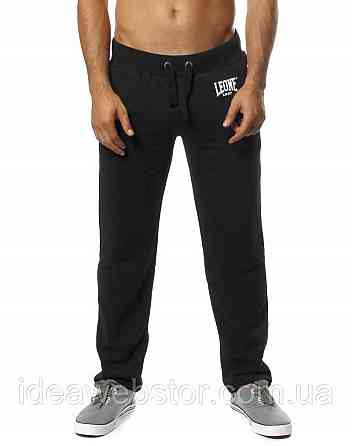 Спортивні штани Leone Fleece Black S чоловічі чорні флісові для тренувань фітнесу та повсякденного носіння Київ