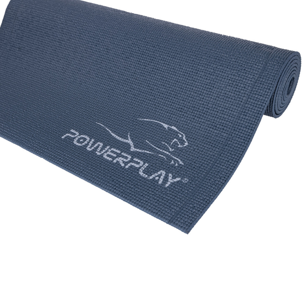 Килимок для йоги фітнесу гімнастіки каремат PowerPlay 4010 PVC Yoga Mat Синій 173см на 61см Київ - фото 6