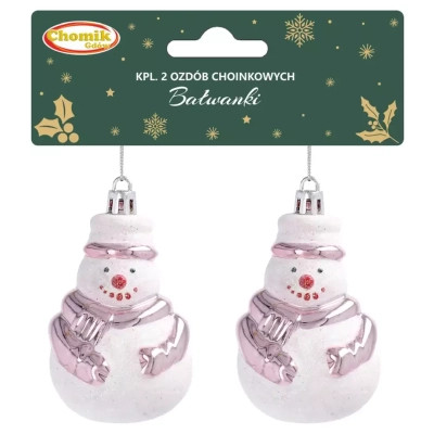 Ялинкова іграшка Chomik Сніговик 2 шт 8 см білий з рожевим (5900779839243) Вінниця - фото 2
