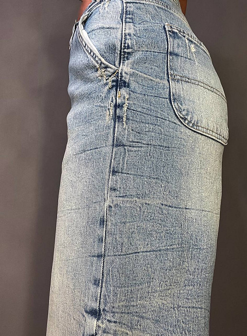 Джинсы женские I8 52428 Skater Jeans бананы высокая посадка варка с жатым эффектом косые карманы голубые, голубой, 27, 27, 76 см, 106 см Киев - изображение 18