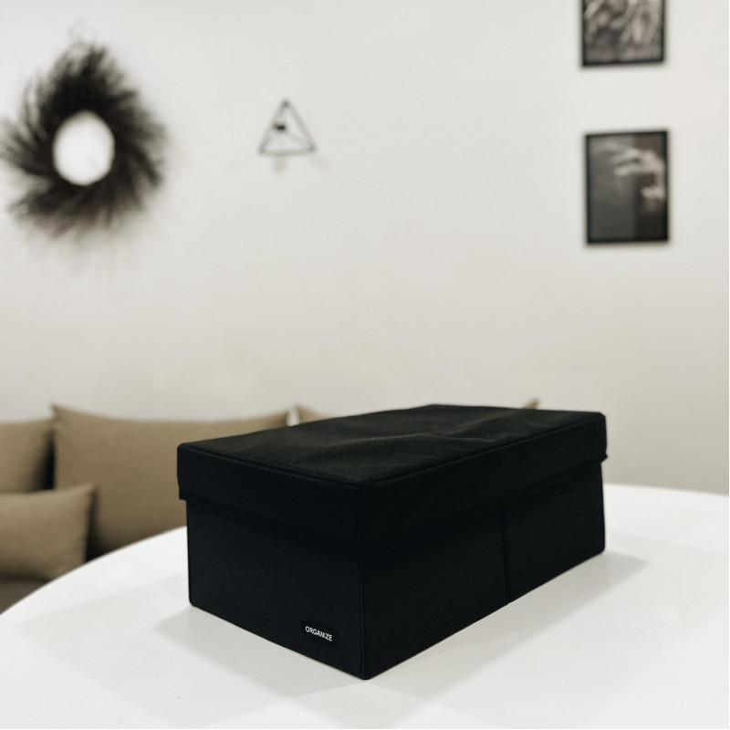 Ящик для зберігання на два відділення з кришкою 40x25x16 см HY-2V-kr (Чорний) Суми - фото 3