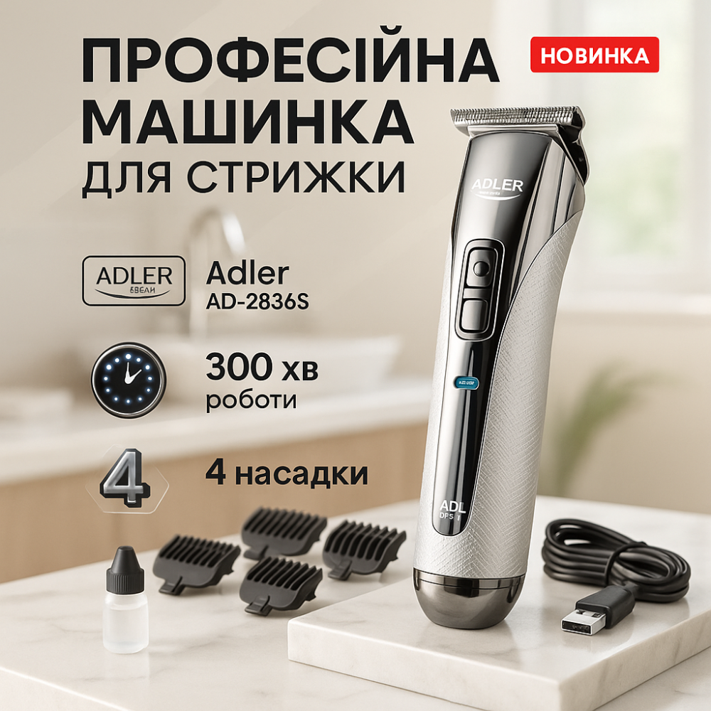 Профессиональная машинка для стрижки волос в салон Adler, Триммер беспроводной, Триммер для висков HG-37 Львов - изображение 8