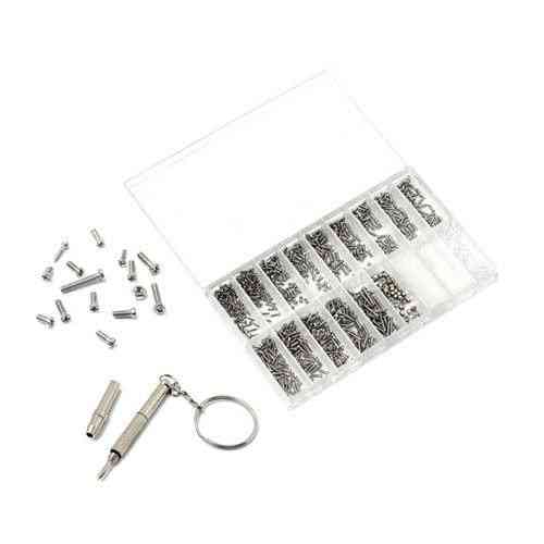 Набір гвинтів, гайок, шайб і трансформованого винтокрута для ремонту окулярів, годинників, 1000 шт. Вінниця