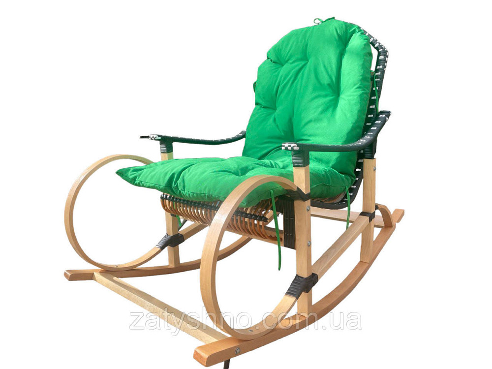 Крісло гойдалка із зеленою подушкою Київ - фото 8