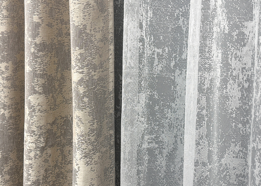 Комплект штор VR-Textil Жакард Мармур 200х270 2шт і Тюль 500х270 1144ш-1400т Кавово-сірий з білим 71-117/6 Київ - фото 6