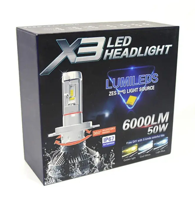 Автомобильные LED-лампы X3-H7 HeadLight 50Вт с активным охлаждением (2 шт.) Киев - изображение 5
