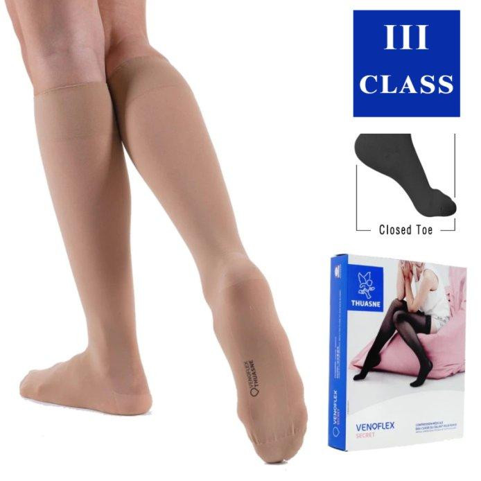 Компрессионные гольфы Venoflex Secret 5930 01, 3 класс компрессии с закрытым носком золото Днепр - изображение 1