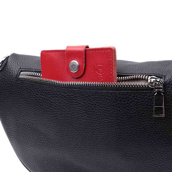 Шкіряна сумка для жінок у класичному кольорі через плече з міні гаманцем Чорна (Vintage) Київ