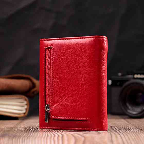 Яскравий жіночий гаманець із монетницею із натуральної шкіри ST Leather 19482 Червоний Київ