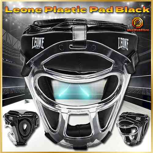 Боксерский шлем Leone Plastic Pad Black с защитной маской и подбородком (M/L) XS/S Киев