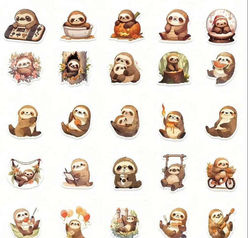 Наліпки з лінивцем, наліпки з тваринами,водонепроникні наліпки для пляшки з водою,набір 50 шт. Київ - фото 4