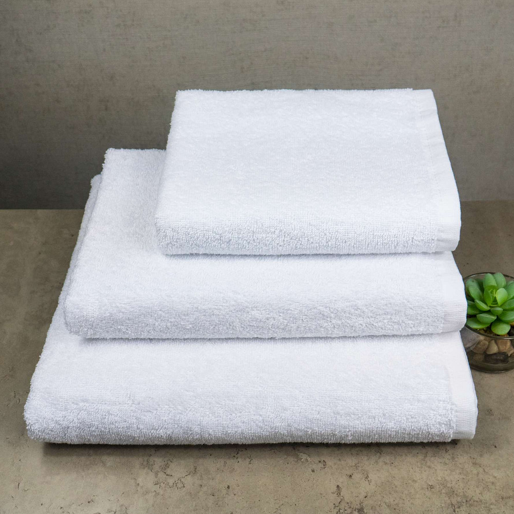 Набор махровых полотенец 3шт GM Textile 40х70см, 50х90см, 70х140см 400г/м2 (Белый) Сумы - изображение 1