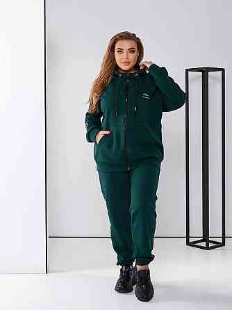 Женский спортивный костюм c нашивками Walker батал 54-56, Темно-зеленый Киев