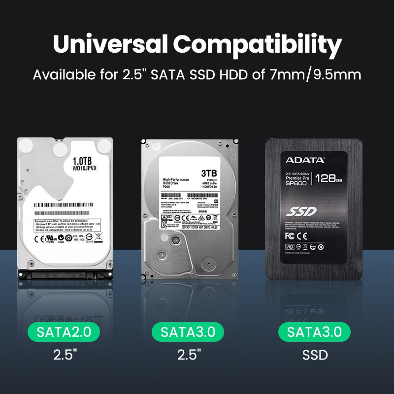 Кишеня-адаптер Ugreen CM322 9.5мм для підключення 2.5" HDD/SSD SATA 3.0 в ноутбук 70657 Миколаїв - фото 4