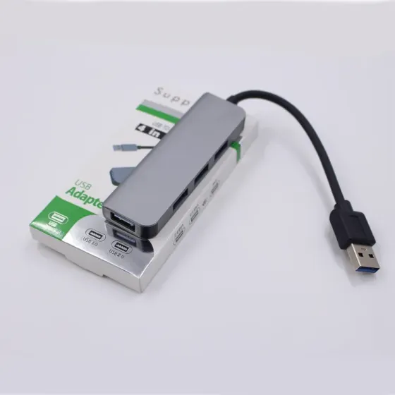 Peripls USB 3.0 хаб 4-в-1 + 4-портовий адаптер для ноутбуків та ПК з підтримкою BC1.2, високошвидкіс Київ