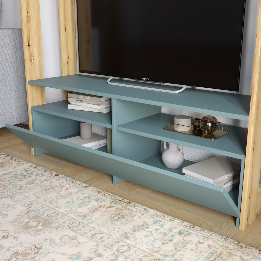 Модуль-4 стеллаж с полками и тумбой под ТВ LION Нобу Дуб Сонома (LION-042430) Львов - изображение 4