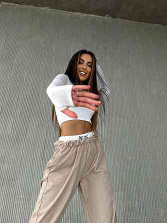 Женский прогулочный костюм двойка: топ и штаны вискоза + матовая плащевка 44/46 Одесса