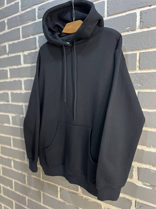 Худі жіноче Pepper&mint 23-01 OVER подовжений з капюшоном з кишенею утеплений фліс чорний, чорний, M Одеса - фото 5